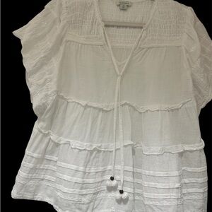 Sundance White Boho Blouse with Tassels Size XS